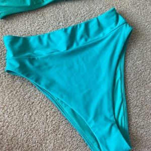 Aerie bikini bottom high rise cut cheeky teal